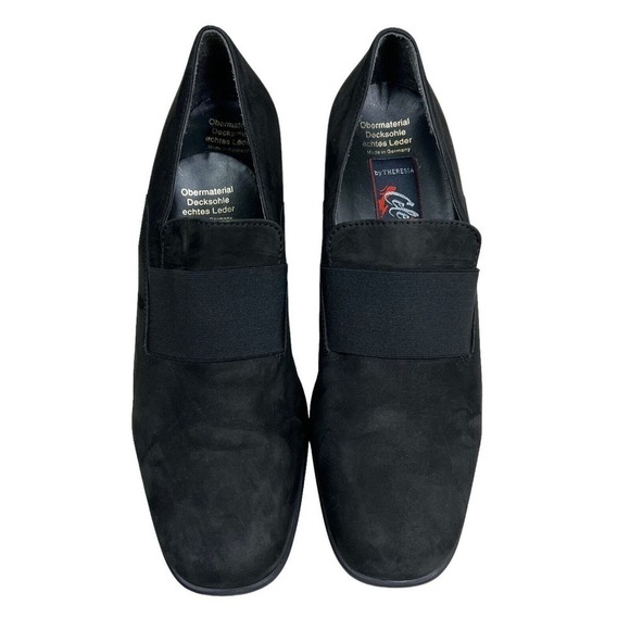 Theresia Celeste Ida Loafer Black Nubuck Leather Block Heel Women Size UK6.5 - Picture 5 of 8